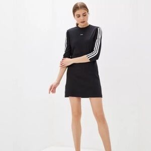 adidas | Dresses | Adidas Womens Ribbed Black 3 Striped Moment Dress |  Poshmark